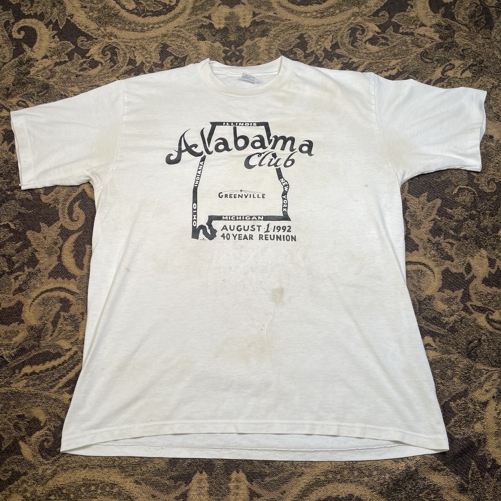 Vtg 90s Alabama Club 40 Year Reunion White T Shirt Mens Size Large